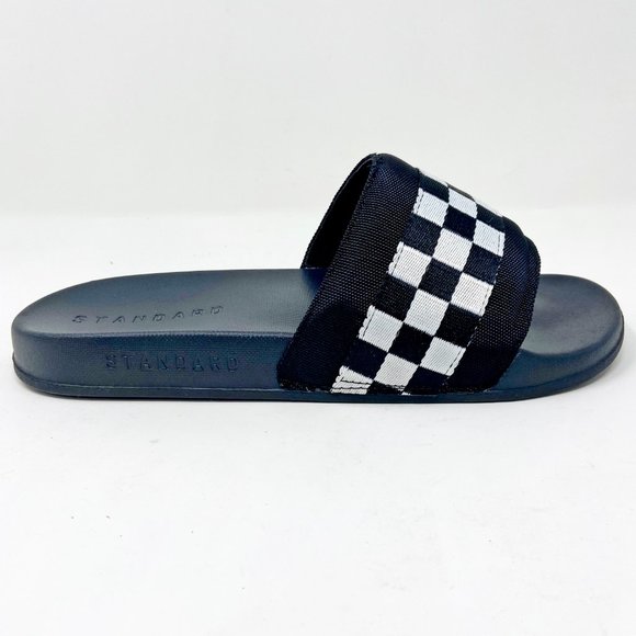 STNDRD Standard Los Angeles Monaco Checkerboard Black White Mens Slides - Picture 2 of 5